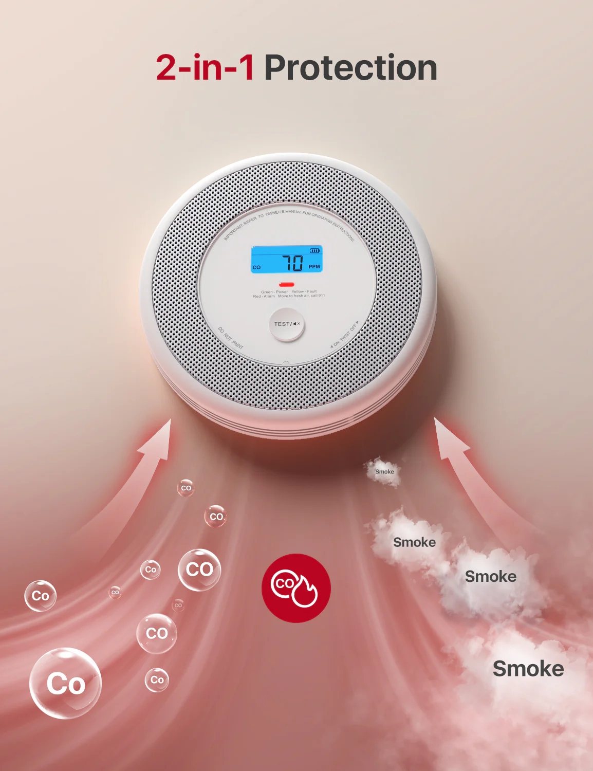 XP0A-SR Standalone Smoke and CO Alarm with Voice Alerts - Image 6