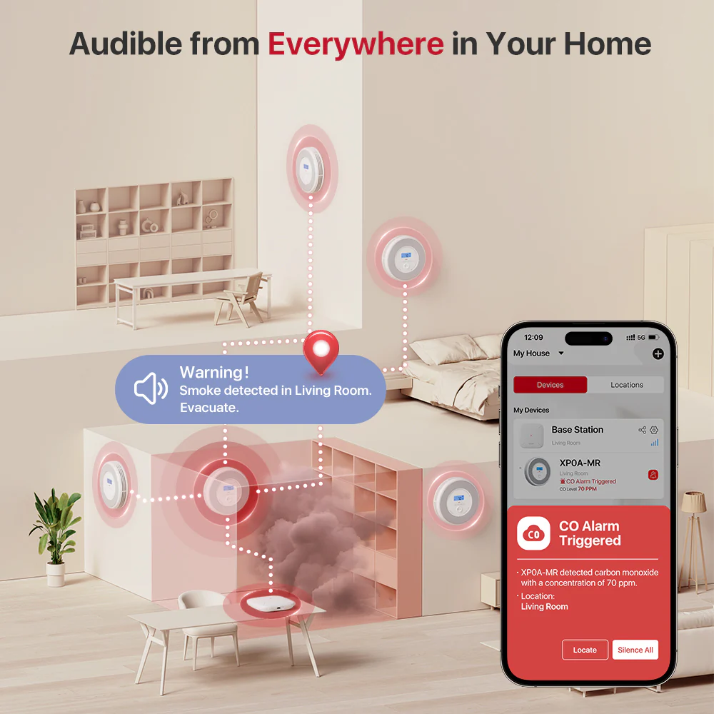 XP0A-MR Interconnected Smart Smoke and CO Alarm with Voice Alerts - Image 5