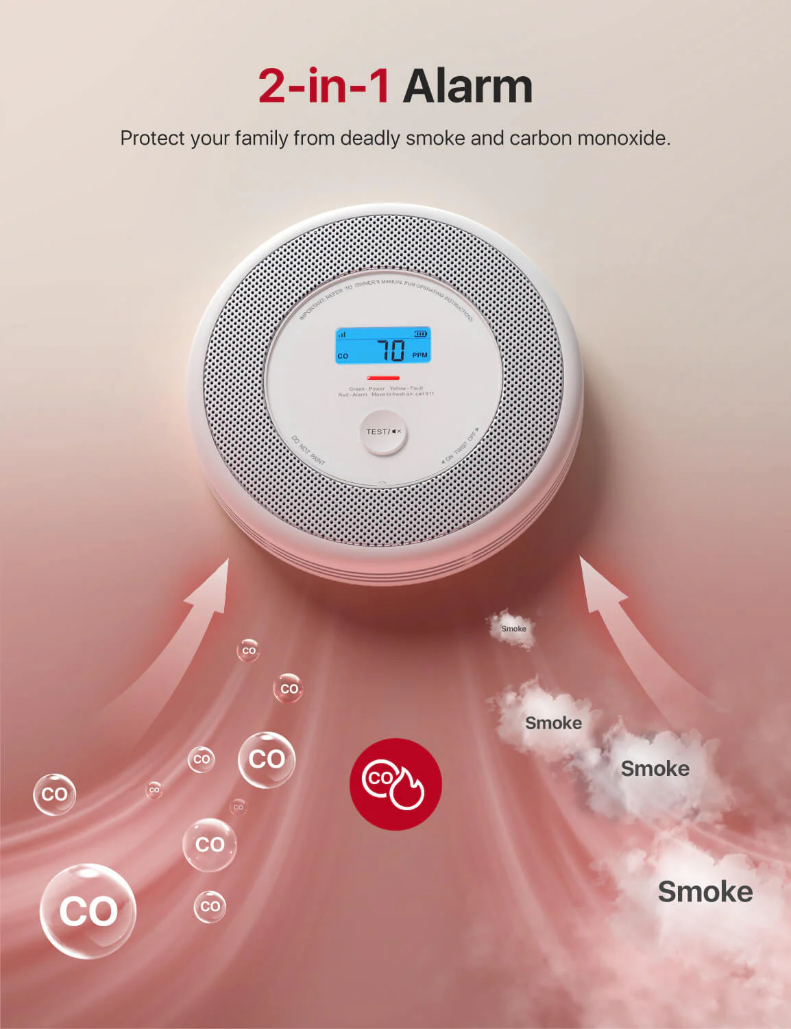 XP0A-iR Smart Smoke and CO Detector with Voice Alerts - Image 4
