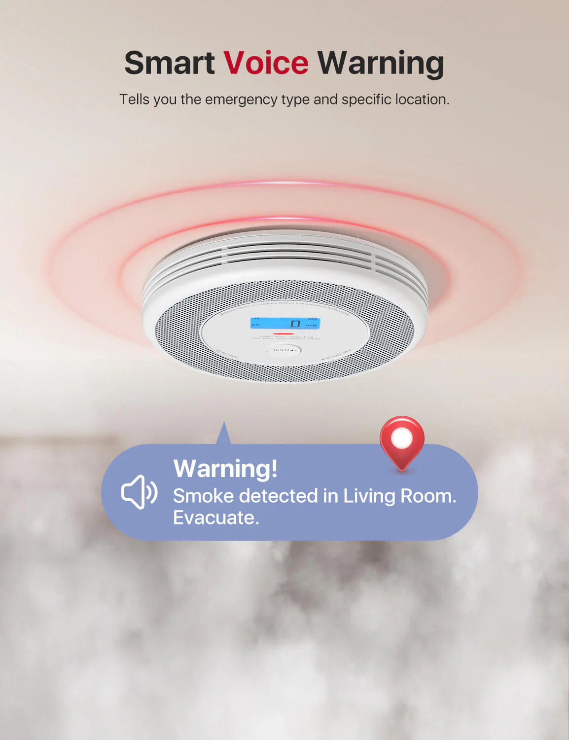 XP0A-iR Smart Smoke and CO Detector with Voice Alerts - Image 5
